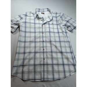 Ridgecut‎ Tough wear T Shirt Button Up Windowpane White, Green, Blue Medium